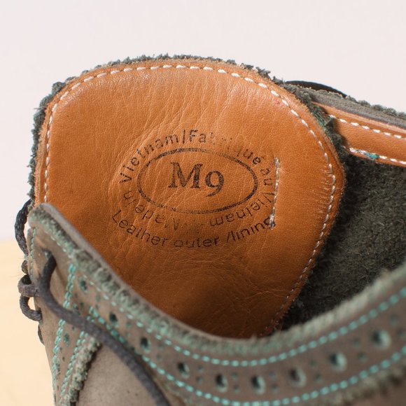 John Fluevog Brandenburg 9 Green Perforated Cap-Toe Oxford Gateways Leather Sole - Picture 6 of 8